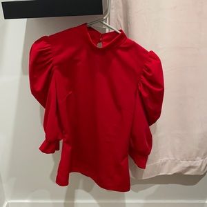Red blouse with puffy long sleeves, unworn from SHEIN